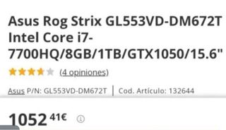 Portátil Gamer Asus Intel Core i7 GTX *Ofertas*