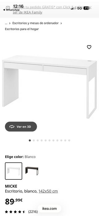 Escritorio MICKE Blanco 142x50 cm