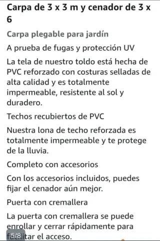 Cenador 3x3 impermeable, con bolsa de transporte