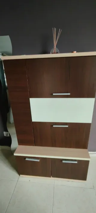REGALO.Estantería Mueble Salón Madera y Cristal.