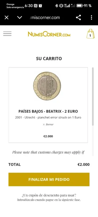 Moneda 2 euros error acuñación 2002
