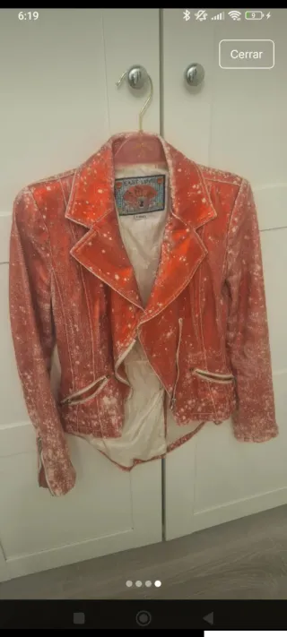 Chaqueta Preppy Roja , efecto desgastado Talla XS