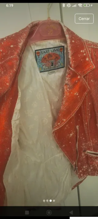 Chaqueta Preppy Roja , efecto desgastado Talla XS