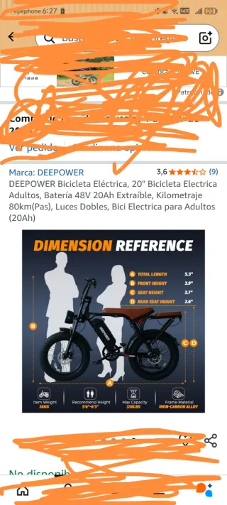 Bicicleta Eléctrica DEEPPOWER 20
