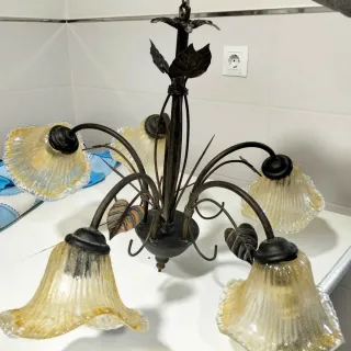 Lámpara de techo metal y cristal