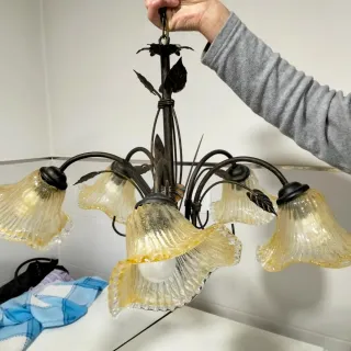 Lámpara de techo metal y cristal