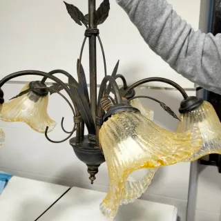 Lámpara de techo metal y cristal