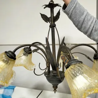 Lámpara de techo metal y cristal