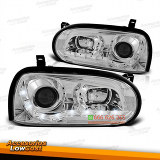 FAROS DELANTEROS CON LUZ DIURNA FONDO CROMO PARA