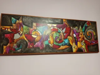 Cuadro abstracto madera multicolor