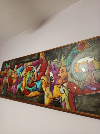 Cuadro abstracto madera multicolor