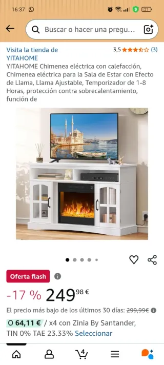 MUEBLE CON CHIMENEA ELÉCTRICA NUEVO