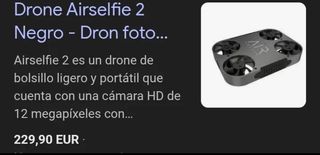 Airselfie 2 - Dron negro - Cámara HD 12MP