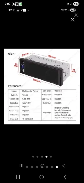 Radio Coche 1 DIN Android Auto CarPlay