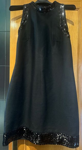 Vestido Mango Negro con Lentejuelas