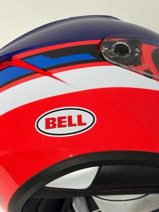 Casco Bell Moto Azul y Rojo. Talla S