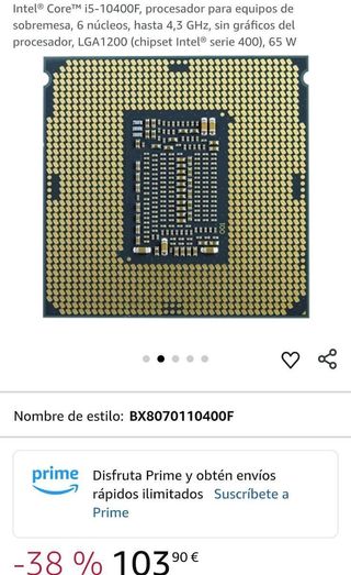 Intel Core I5 10400f Procesador de ordenadores