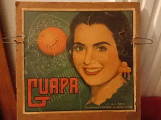 Cartel antiguo etiqueta Naranjas guapa
