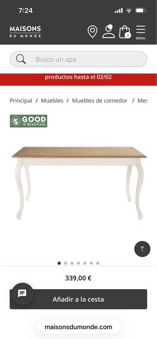 Mesa comedor Maisons du Monde modelo Léontine.