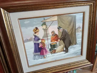 2 Cuadros Óleo Invierno Nieve 62x55