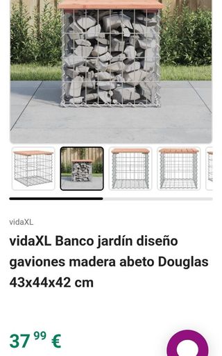 vidaXL Banco jardín diseño gaviones madera