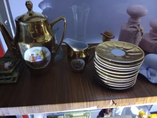 Juego Café Vintage Porcelana Dorado