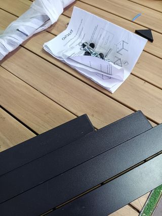 Chicreat Mesa de aluminio sin cristal para jardín