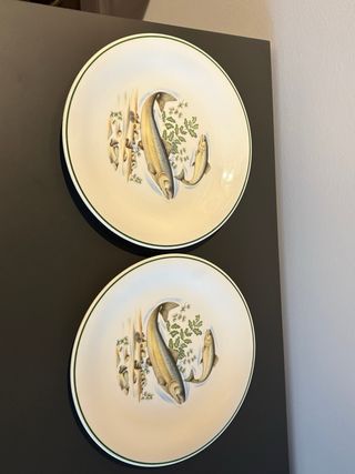 Juego de seis platos vintage de San Claudio peces