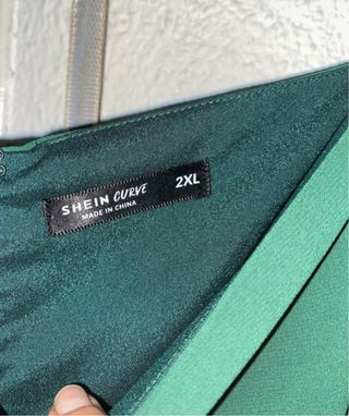 Vestido verde manga farol talla 48