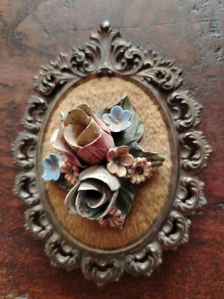 Coppia quadretti ovali con fiori