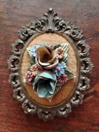 Coppia quadretti ovali con fiori