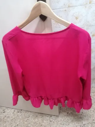Blusa Roja Fruncida Volantes Talla L