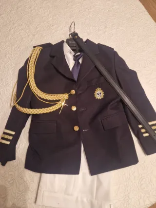 Traje de Comunión Azul y Dorado y blanco