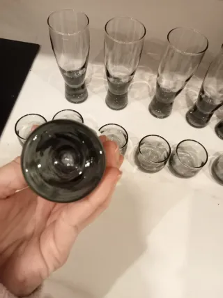 Juego de 12  vasos de cristal