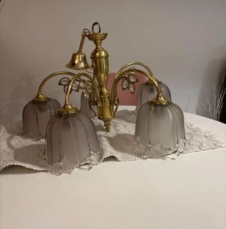 Lámpara de techo retro dorada y gris