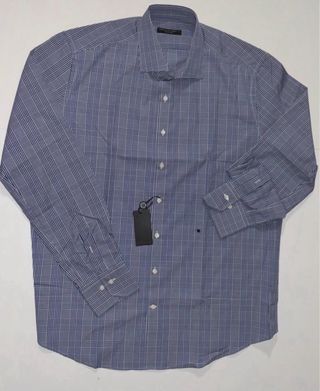 Camisa Purificación Garcia cuadros azul y gris
