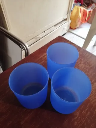 Lote 3 Vasos Plástico Azules