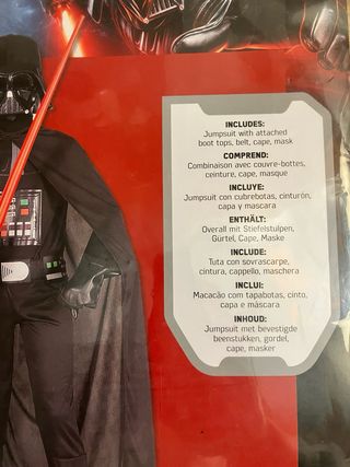 Disfraz Darth Vader Star Wars Talla 5-6