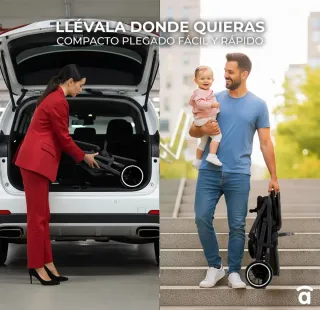 Carro de bebé Asalvo two rosa y negro