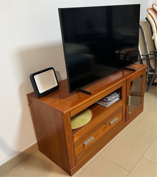 Mueble TV Cerezo Cristal y Madera.