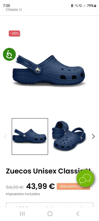 Zuecos Crocs Clásicos Azul Marino