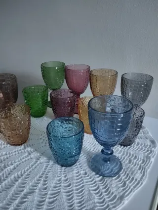 Set Calici e Bicchieri Vetro Multicolor 12 Pezzi