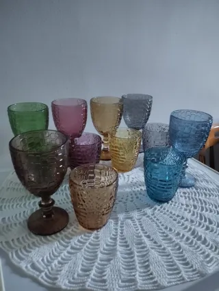 Set Calici e Bicchieri Vetro Multicolor 12 Pezzi