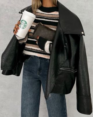 Chaqueta Biker oversize negra