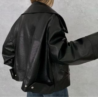 Chaqueta Biker oversize negra