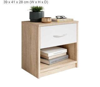 2 Mesas de noche pequeñas madera y blanco