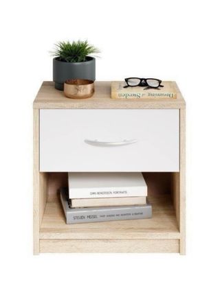 2 Mesas de noche pequeñas madera y blanco