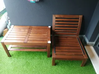 Conjunto Muebles Terraza Madera y Tela