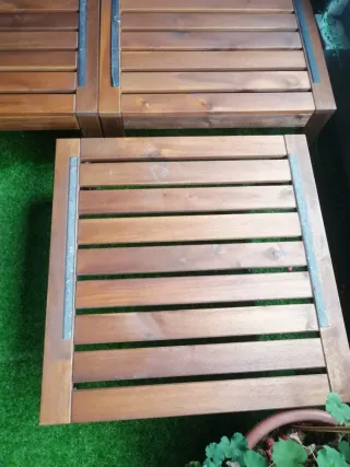 Conjunto Muebles Terraza Madera y Tela