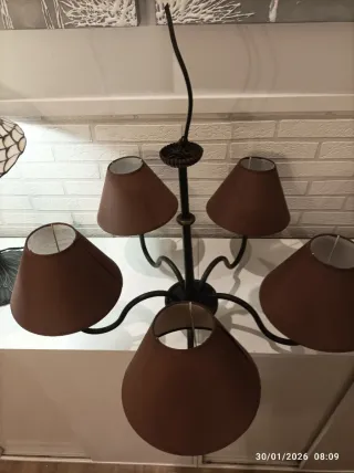 Lámpara de techo 5 brazos marrón, negro bronceado